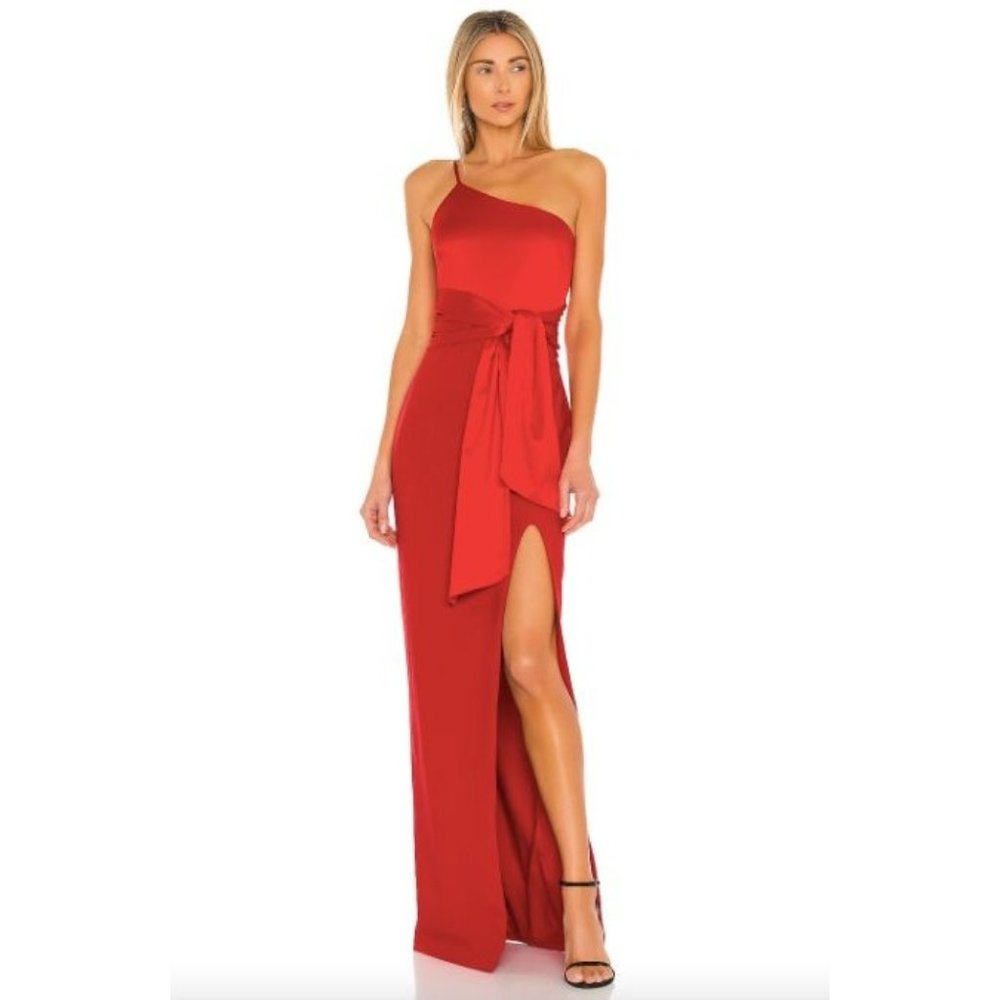 Revolve x Likely Yara One Shoulder Gown Scarlet Red Women's Size 10 - Picture 1 of 10